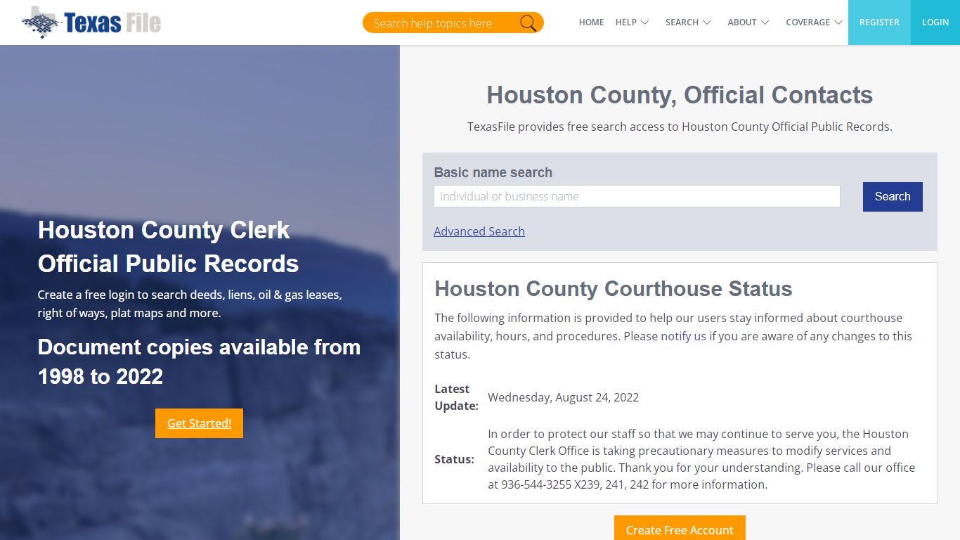 Houston County Clerk Official Public Records | TexasFile