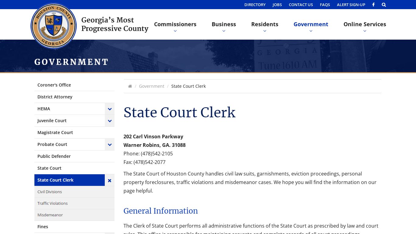 State Court Clerk - Houston County